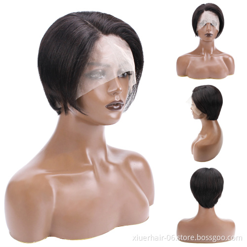 Short Curly Human Hair Wig 13X6 Lace Front Brazilian Perruque Pixie Cut Human Hair Curls Short Wigs For Black Women